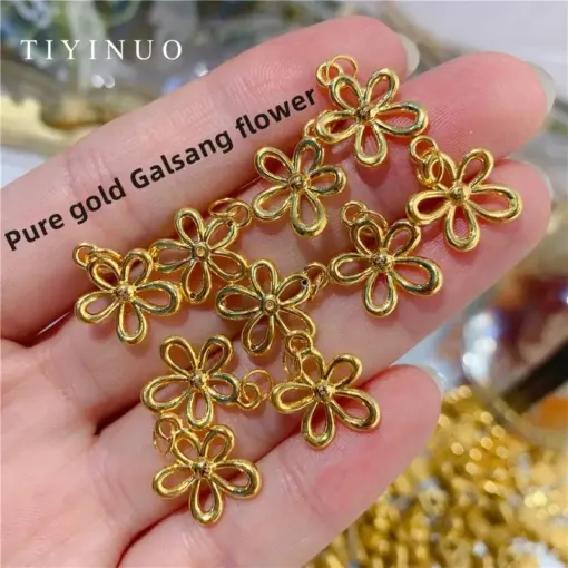 TIYINUO Real Gold 999 Authentic 24K Galsang Flower Pendant Necklace Classic Romantic Elegant Gift Present For Woman Fine Jewelry