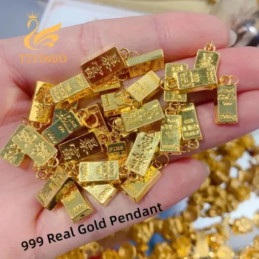 TIYINUO Genuine Pure 999 Real Gold 24K Get Rich Pendant Necklace Fine Jewelry Exquisite Delicate Gift Classic Present For Woman