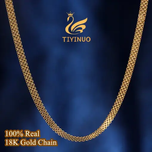 TIYINUO Genuine 18K Gold Watchband Tank Chain AU750 Bracelet Necklace Delicate Gift Exquiste Present For Woman Fine Jewelry