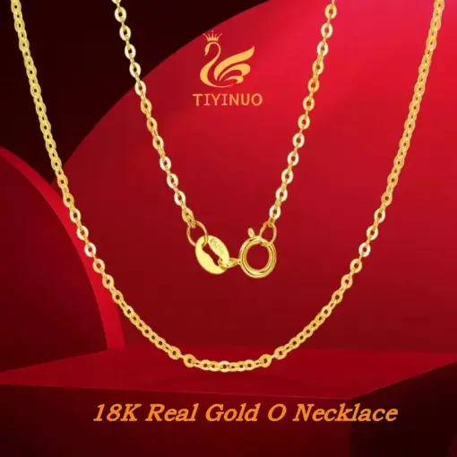 TIYINUO Real Gold 18K Women's O Chain Necklace Classic Fashion Party Exquisite Jewelry Engagement Gift Pure Gold Genuine AU750