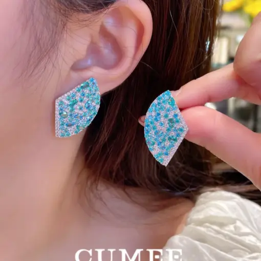 CUMEE Summer Light Luxury Sea Beach Style Personalized Artificial Navy Blue Earrings Silver Gold Plating