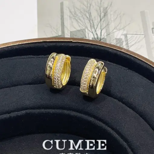 CUMEE Luxury and Fashion Small Ear Buckle Earrings for Daily Wear, Gold Ear Buckle Earrings 925 Sterling Silver Gold Plating