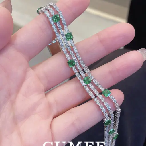 Trendy Ultra Soft Daily Outfit Cultivation Synthetic Emerald Women's Bracelet for Women 925 Sterling Silver Gold-plated