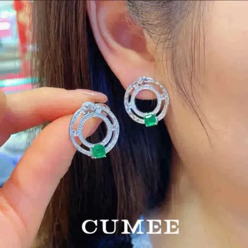 CUMEE Summer Fine Jewelry Women Round CZ Stud Earrings 925 Sterling Silver Gold Plating