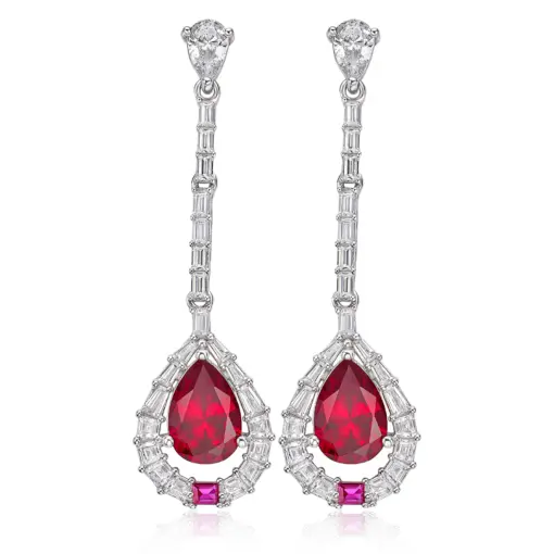 CUMEEE Stud Drop Earrings Infinity 925 Sterling Silver Ruby Earring for Women AAAAA Cubic Zirconia Gold Plated Fine Jewelry