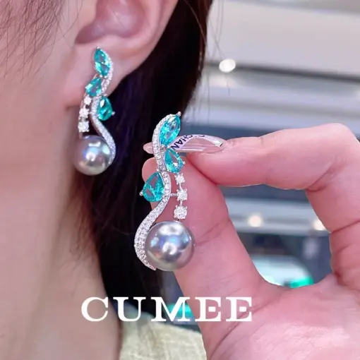 Cumee Fashion Designer Gray Artificial Australian White Pearl Earrings Women Girls Gift 925 Silver Gold Plating